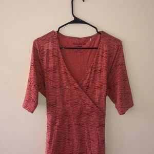 Toad & Co Pink Wavy Faux Wrap Dress